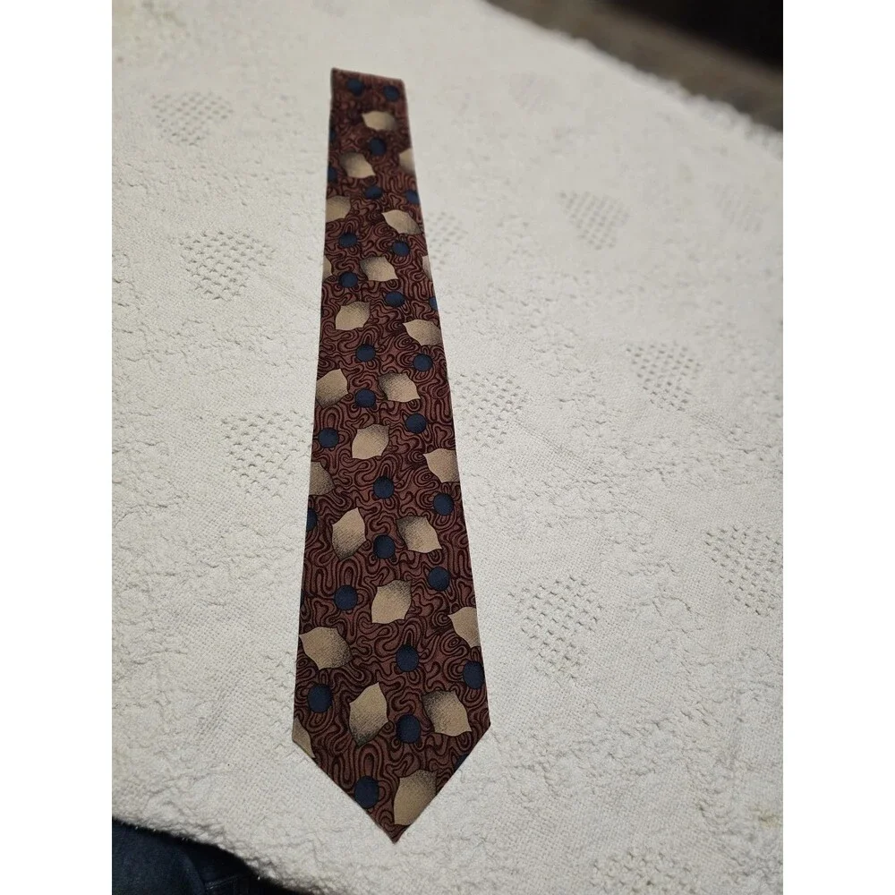 Barry Wells Wonder Crepe Silk Tie Vintage Geometric Polka Dot Men's Necktie USA